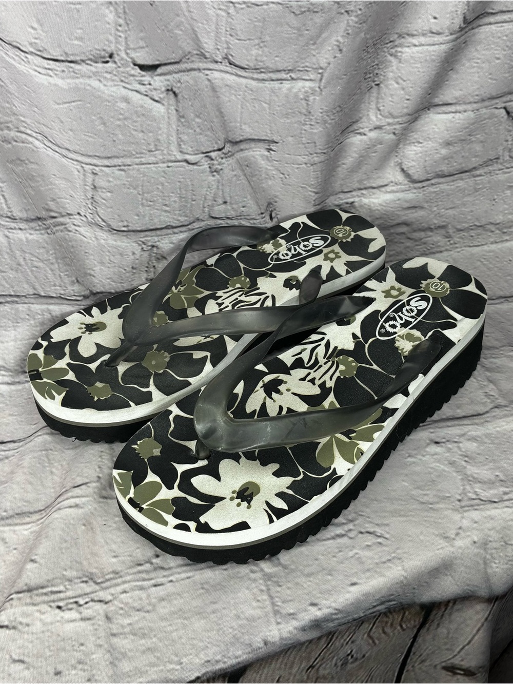 Soho Vtg y2k Tropical MallGoth Platform Wedge Jelly Strap Coconut Girl Sandal 10